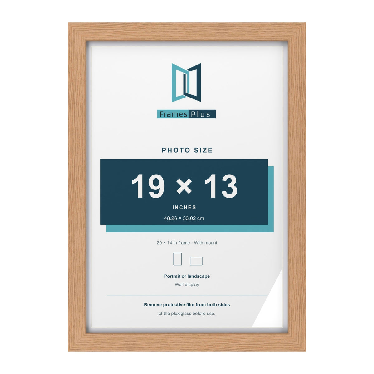 Classic Oak 20 x 14 inch picture frame with a white mount for a 19 x 13 inch photo