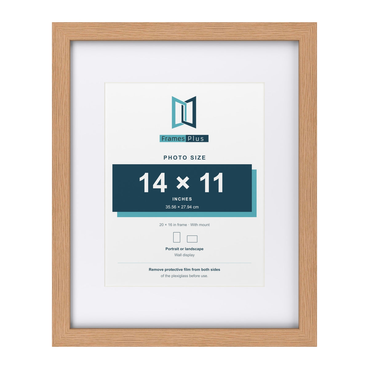 Classic Oak 20 x 16 inch picture frame with a white mount for a 14 x 11 inch photo