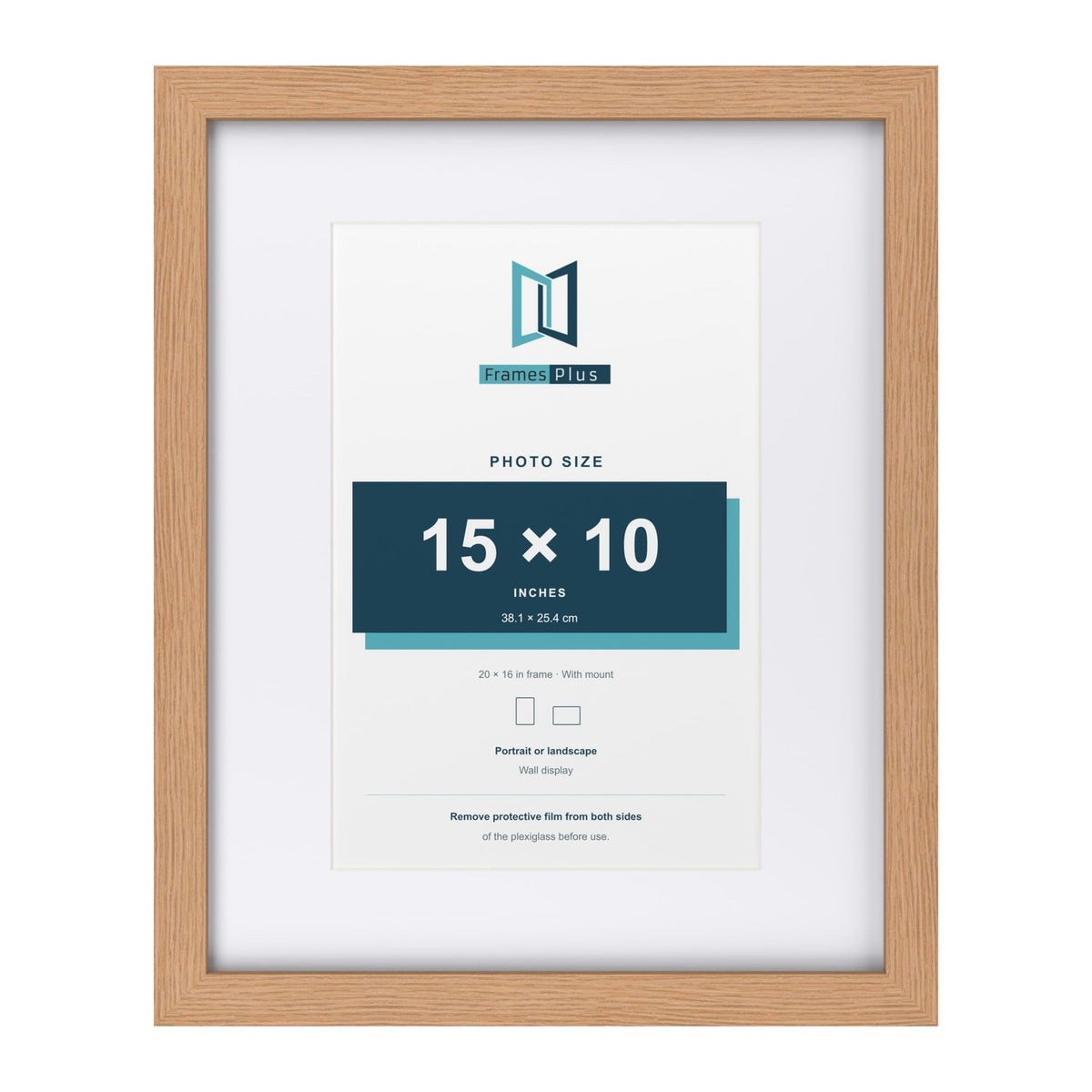 Classic Oak 20 x 16 inch picture frame with a white mount for a 15 x 10 inch photo