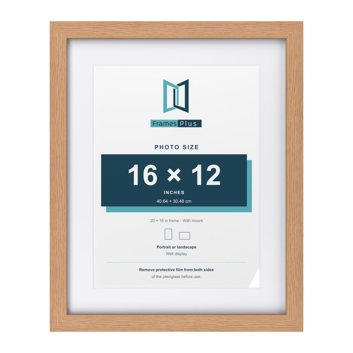 Classic Oak 20 x 16 inch picture frame with a white mount for a 16 x 12 inch photo