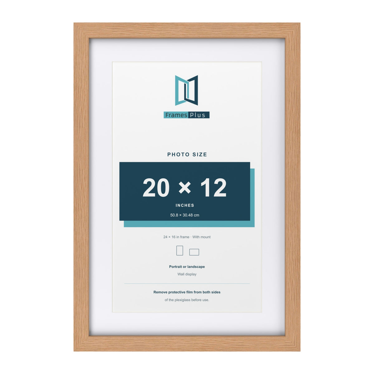 Classic Oak 24 x 16 inch picture frame with a white mount for a 20 x 12 inch photo