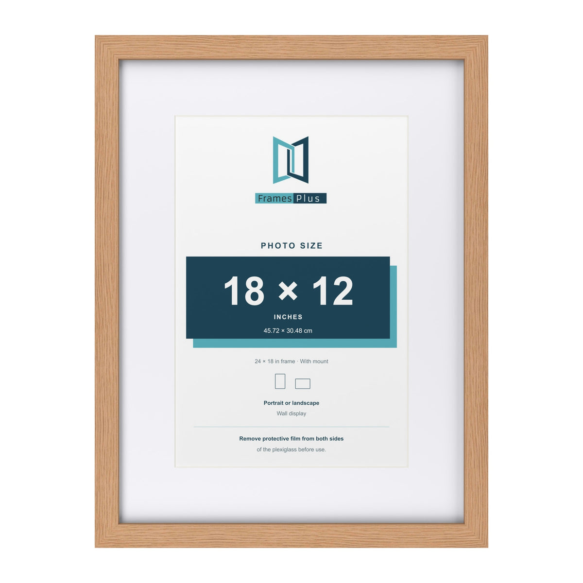 Classic Oak 24 x 18 inch picture frame with a white mount for an 18 x 12 inch photo