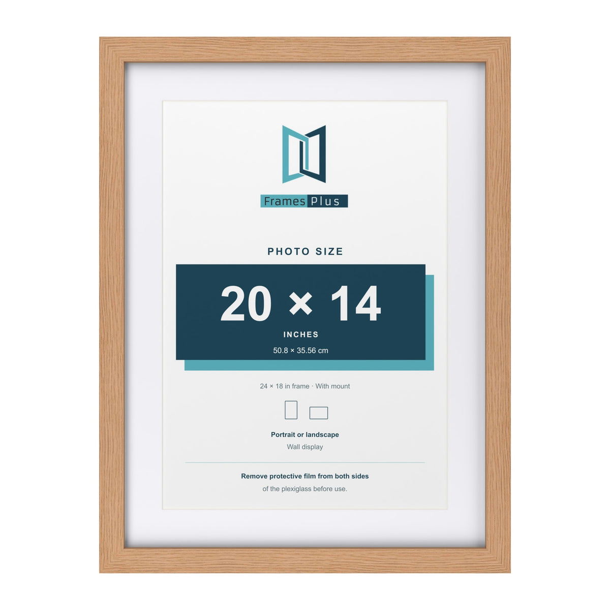 Classic Oak 24 x 18 inch picture frame with a white mount for a 20 x 14 inch photo