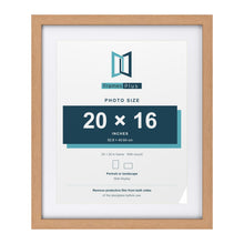 Classic Oak 24 x 20 inch picture frame with a white mount for a 20 x 16 inch photo