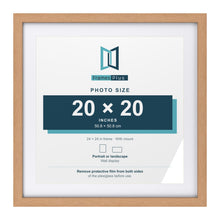 Classic Oak 24 x 24 inch picture frame with a white mount for a 20 x 20 inch photo