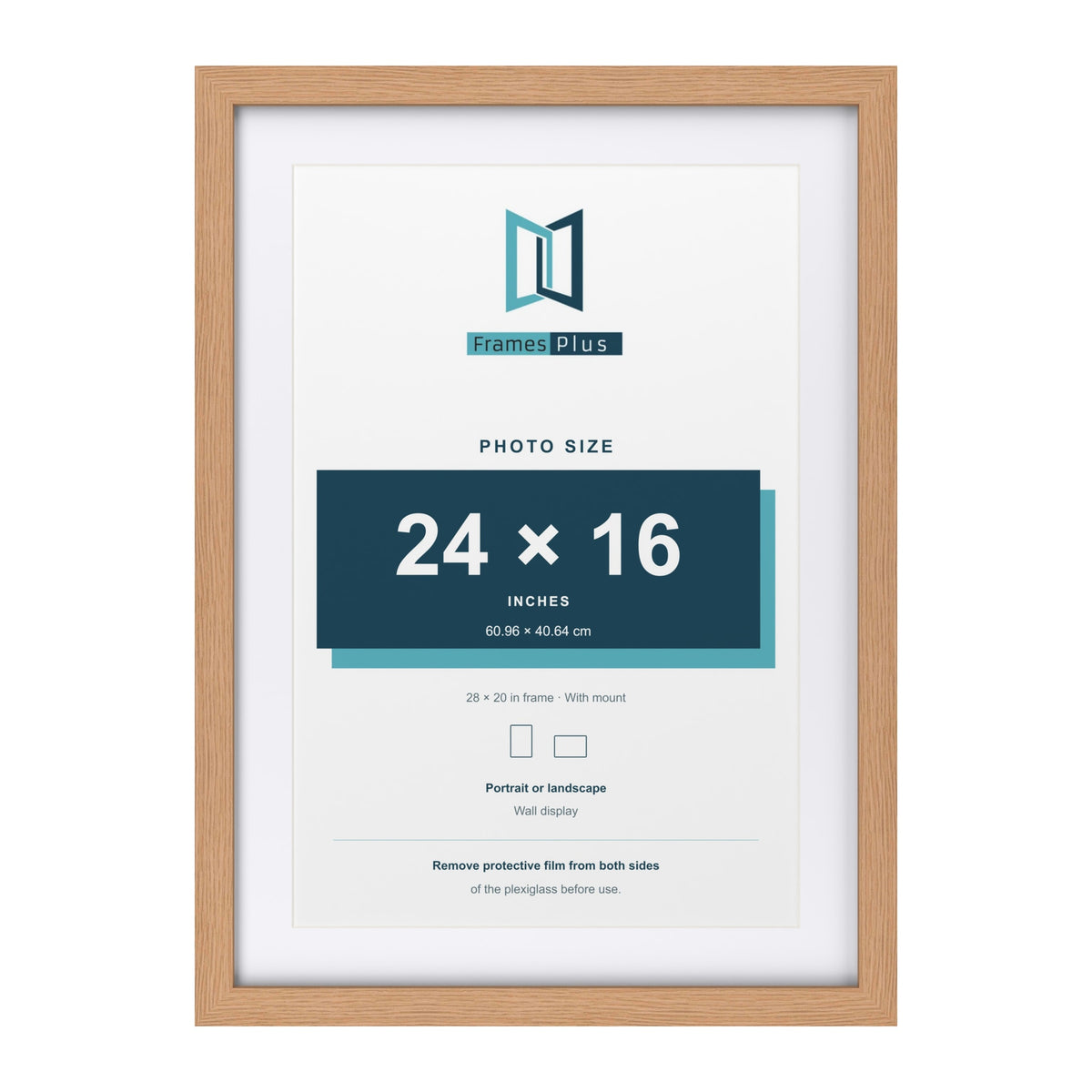 Classic Oak 28 x 20 inch picture frame with a white mount for a 24 x 16 inch photo
