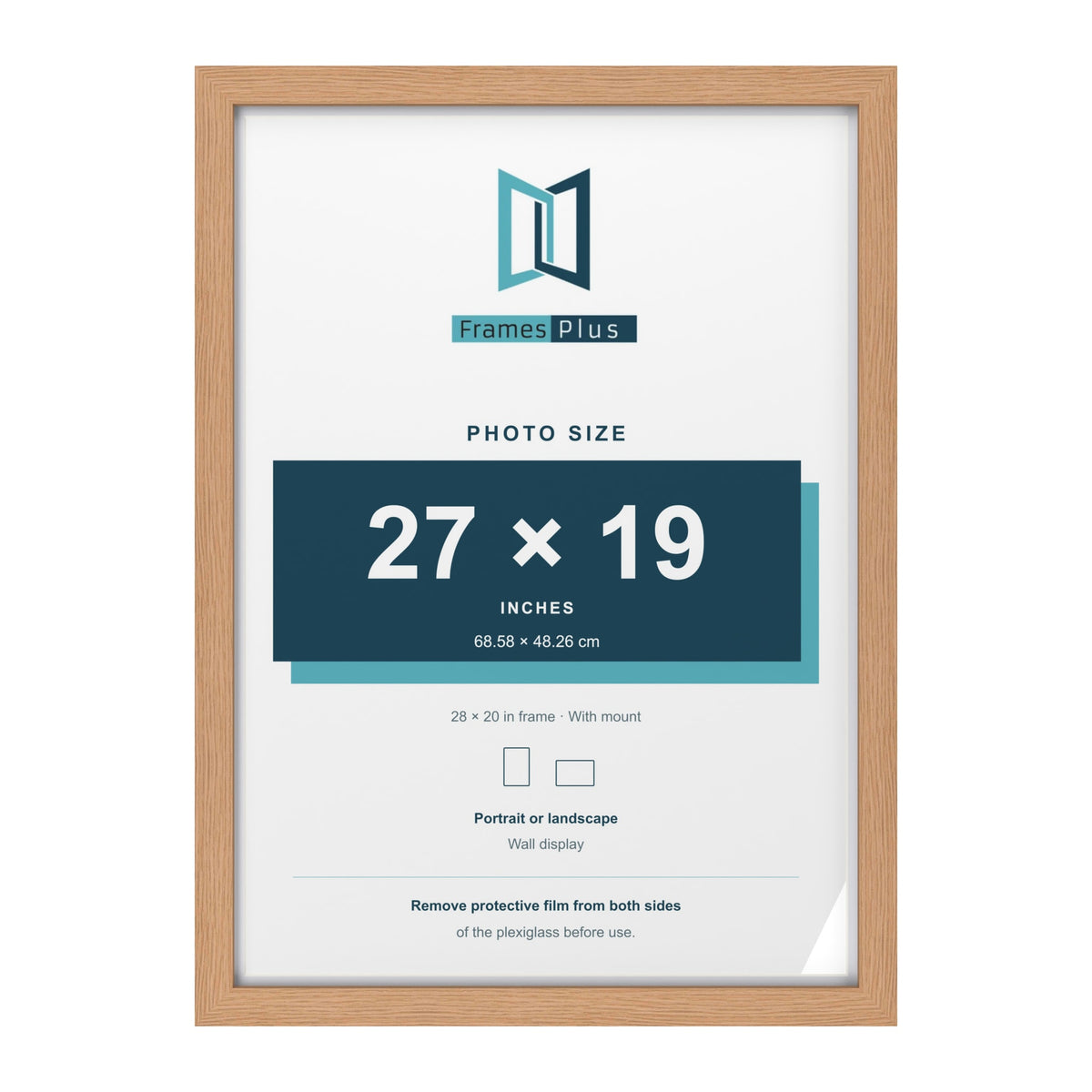 Classic Oak 28 x 20 inch picture frame with a white mount for a 27 x 19 inch photo