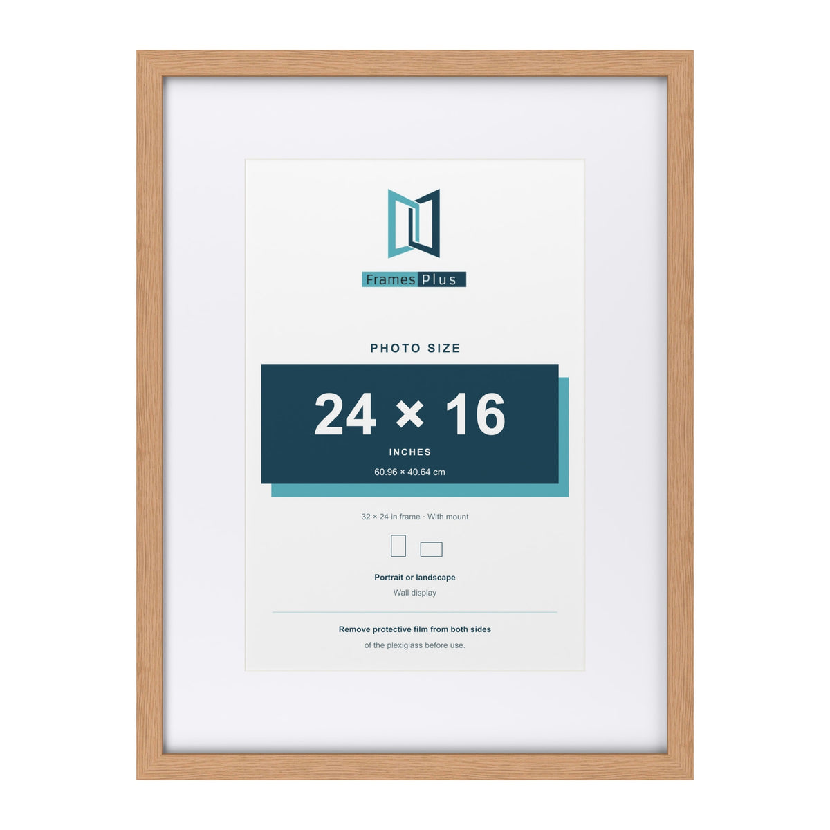 Classic Oak 32 x 24 inch picture frame with a white mount for a 24 x 16 inch photo