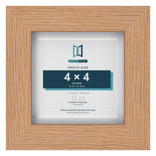 Classic Oak 5 x 5 inch picture frame with a white mount for a 4 x 4 inch photo