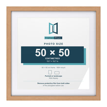 Classic Oak 60 x 60 cm picture frame with a white mount for a 50 x 50 cm photo