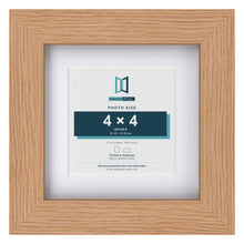 Classic Oak 6 x 6 inch picture frame with a white mount for a 4 x 4 inch photo