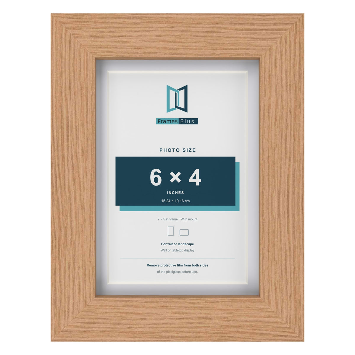 Classic Oak 7 x 5 inch picture frame with a white mount for a 6 x 4 inch photo