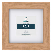 Classic Oak 7 x 7 inch picture frame with a white mount for a 4 x 4 inch photo