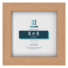 Classic Oak 7 x 7 inch picture frame with a white mount for a 5 x 5 inch photo