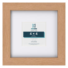 Classic Oak 8 x 8 inch picture frame with a white mount for a 4 x 4 inch photo