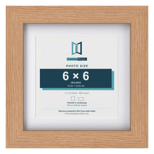 Classic Oak 8 x 8 inch picture frame with a white mount for a 6 x 6 inch photo