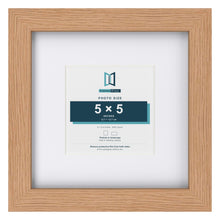Classic Oak 9 x 9 inch picture frame with a white mount for a 5 x 5 inch photo