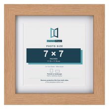 Classic Oak 9 x 9 inch picture frame with a white mount for a 7 x 7 inch photo