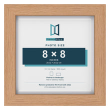Classic Oak 9 x 9 inch picture frame with a white mount for an 8 x 8 inch photo