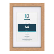 Classic Oak A3 picture frame with a white mount for an A4 photo