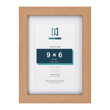 Classic Oak A4 picture frame with a white mount for a 9 x 6 inch photo