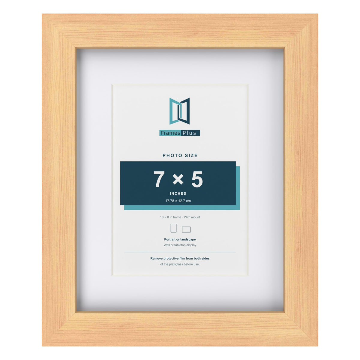Classic Pine 10 x 8 inch picture frame with a white mount for a 7 x 5 inch photo