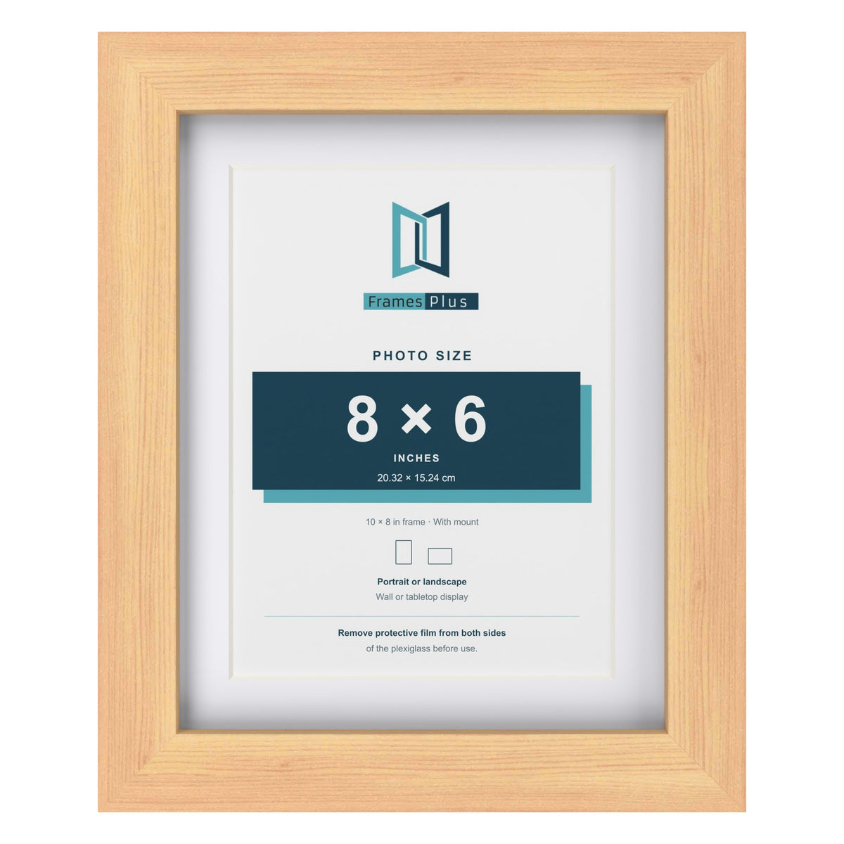 Classic Pine 10 x 8 inch picture frame with a white mount for an 8 x 6 inch photo