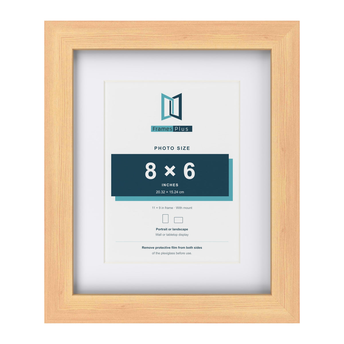 Classic Pine 11 x 9 inch picture frame with a white mount for an 8 x 6 inch photo