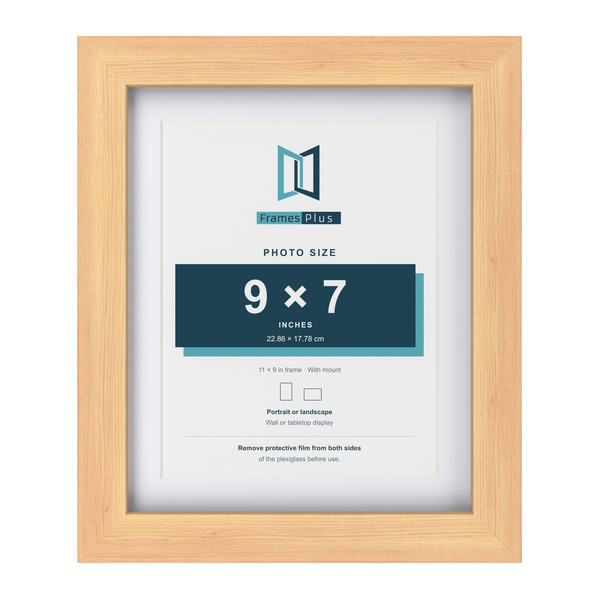 Classic Pine 11 x 9 inch picture frame with a white mount for a 9 x 7 inch photo