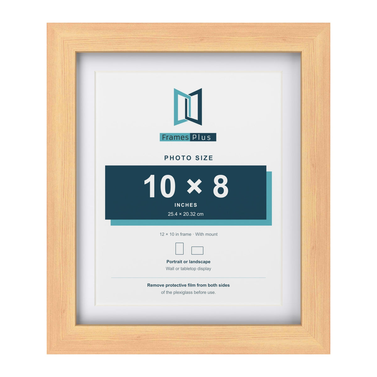 Classic Pine 12 x 10 inch picture frame with a white mount for a 10 x 8 inch photo