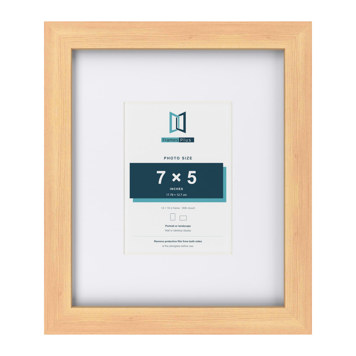 Classic Pine 12 x 10 inch picture frame with a white mount for a 7 x 5 inch photo