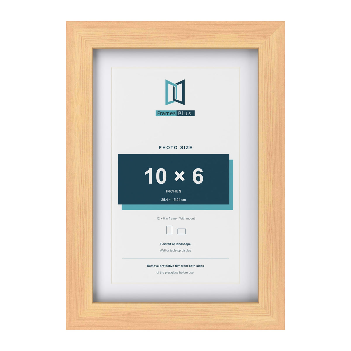 Classic Pine 12 x 8 inch picture frame with a white mount for a 10 x 6 inch photo