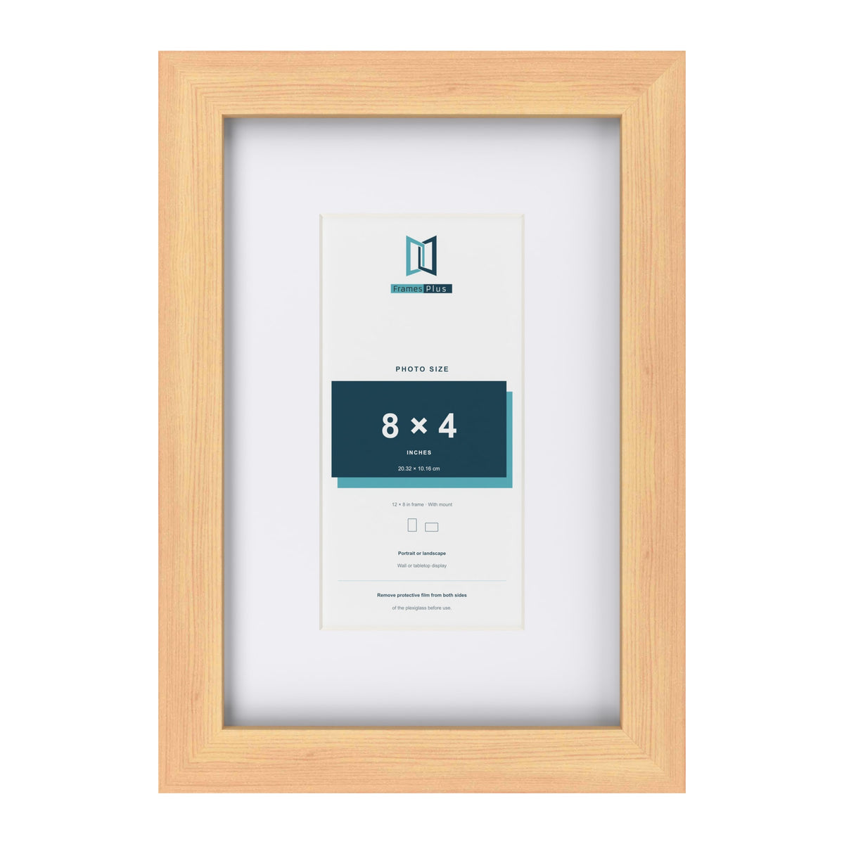 Classic Pine 12 x 8 inch picture frame with a white mount for an 8 x 4 inch photo