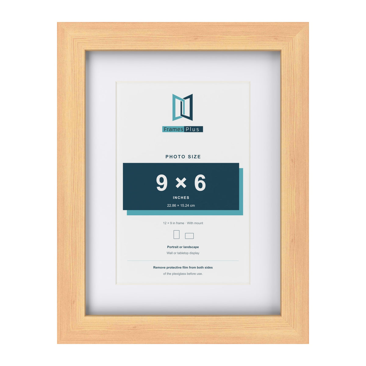 Classic Pine 12 x 9 inch picture frame with a white mount for a 9 x 6 inch photo