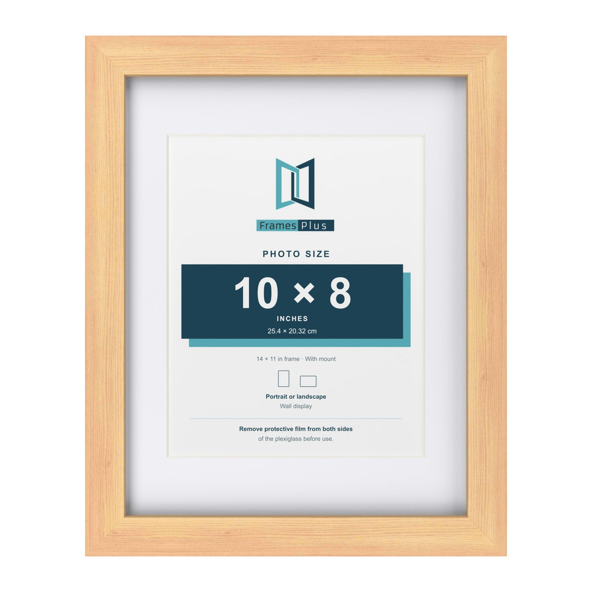 Classic Pine 14 x 11 inch picture frame with a white mount for a 10 x 8 inch photo