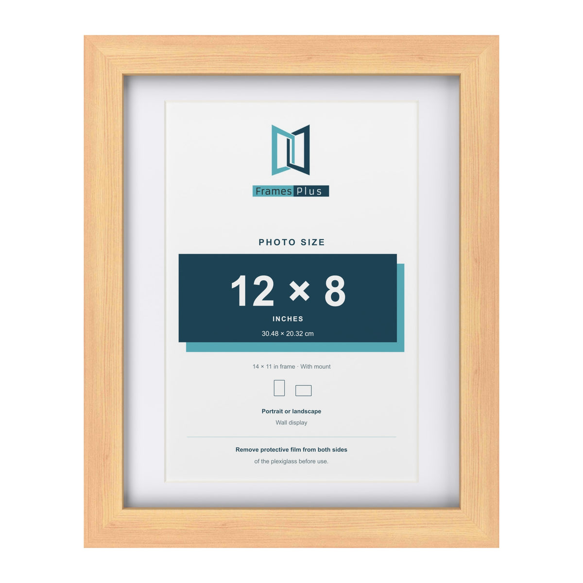 Classic Pine 14 x 11 inch picture frame with a white mount for a 12 x 8 inch photo