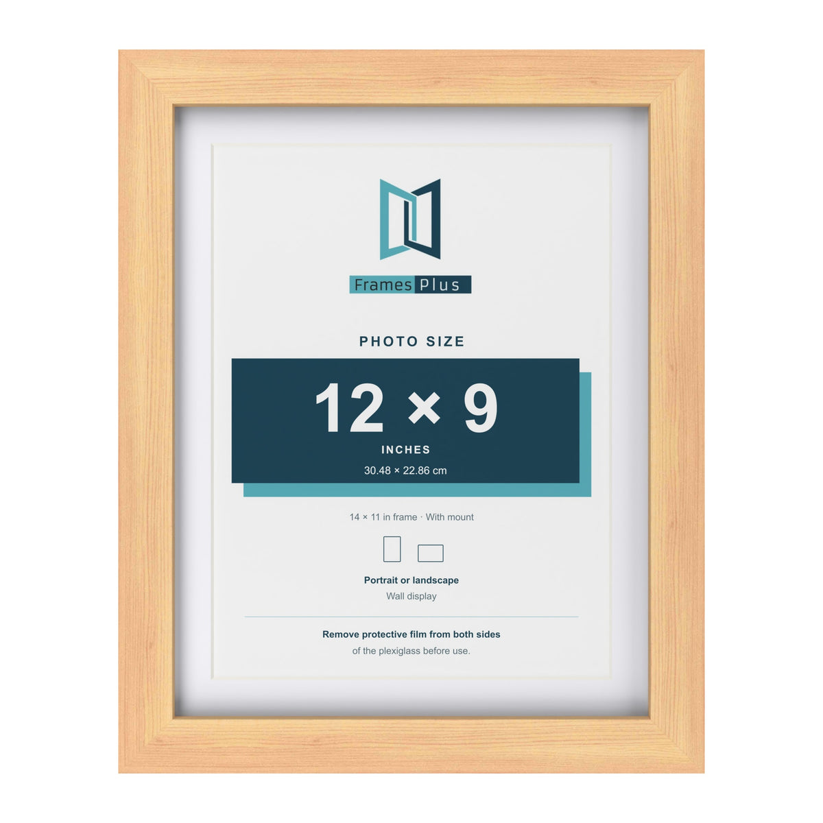 Classic Pine 14 x 11 inch picture frame with a white mount for a 12 x 9 inch photo