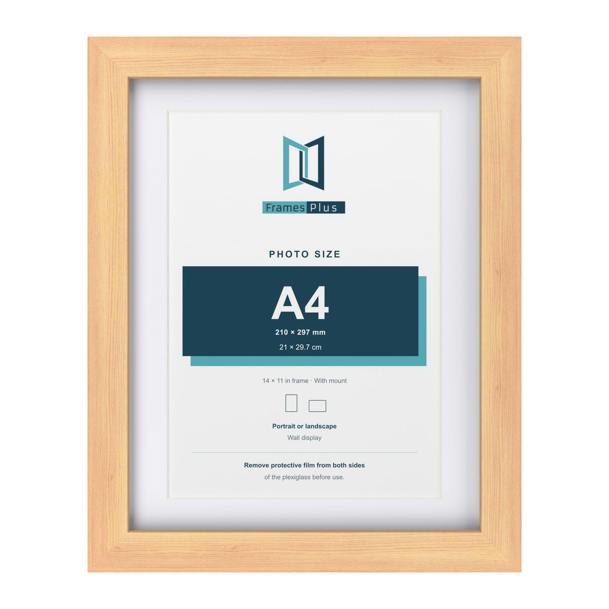 Classic Pine 14 x 11 inch picture frame with a white mount for an A4 photo