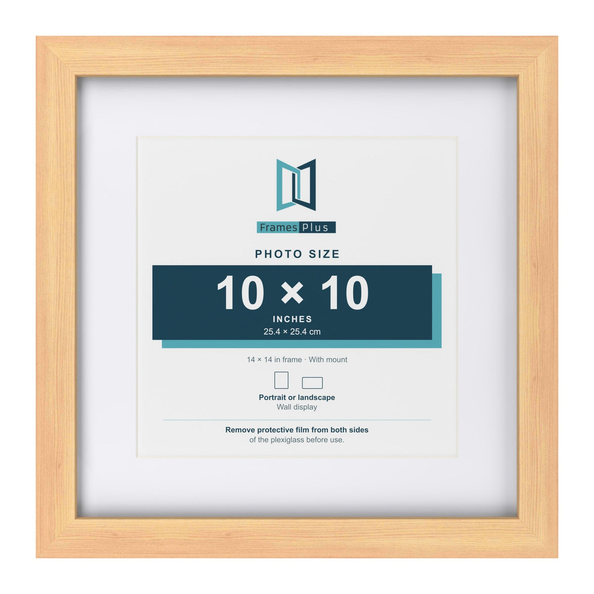 Classic Pine 14 x 14 inch picture frame with a white mount for a 10 x 10 inch photo