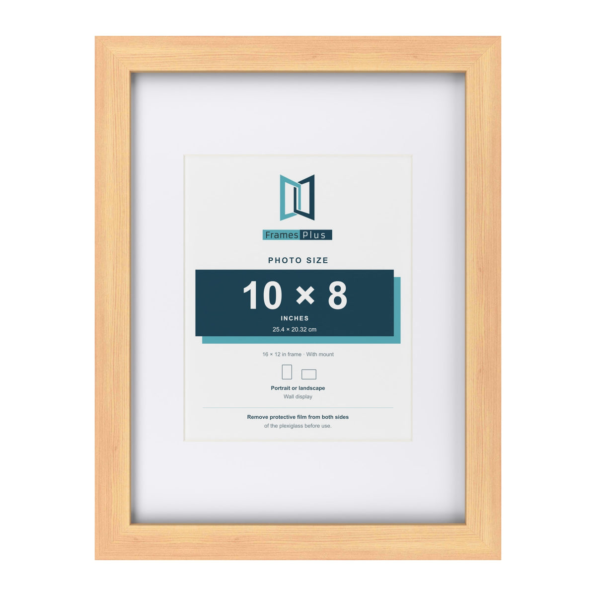 Classic Pine 16 x 12 inch picture frame with a white mount for a 10 x 8 inch photo