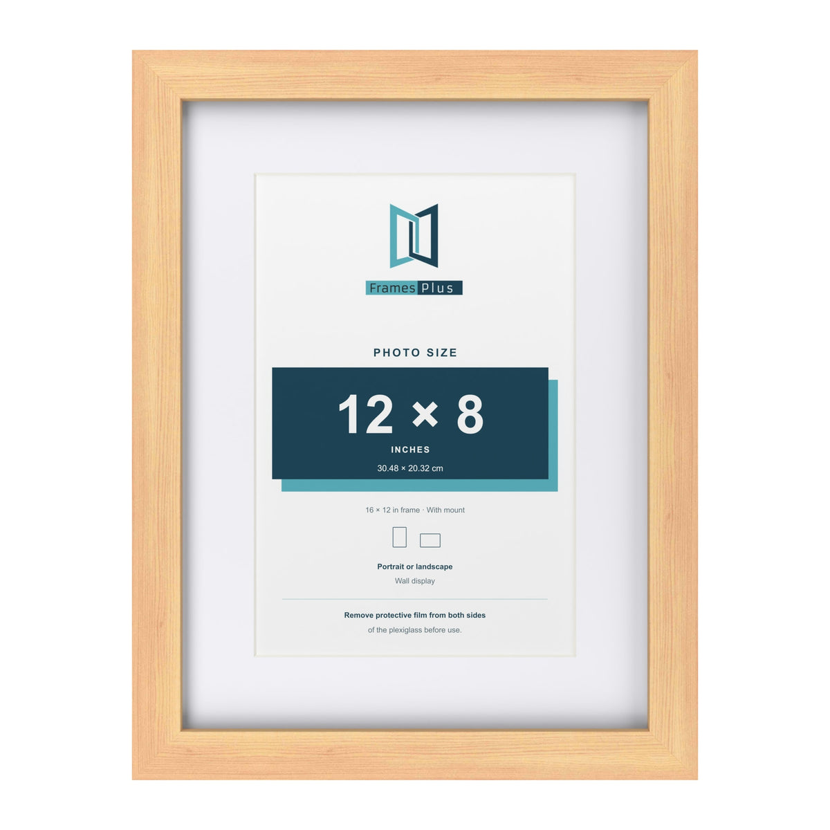 Classic Pine 16 x 12 inch picture frame with a white mount for a 12 x 8 inch photo