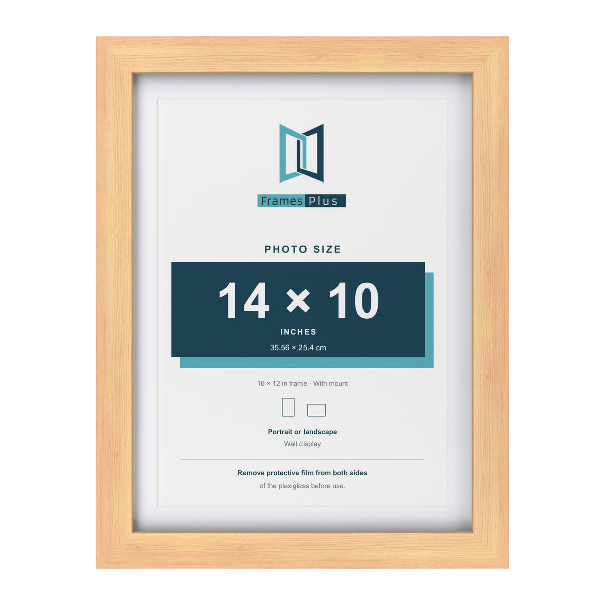 Classic Pine 16 x 12 inch picture frame with a white mount for a 14 x 10 inch photo