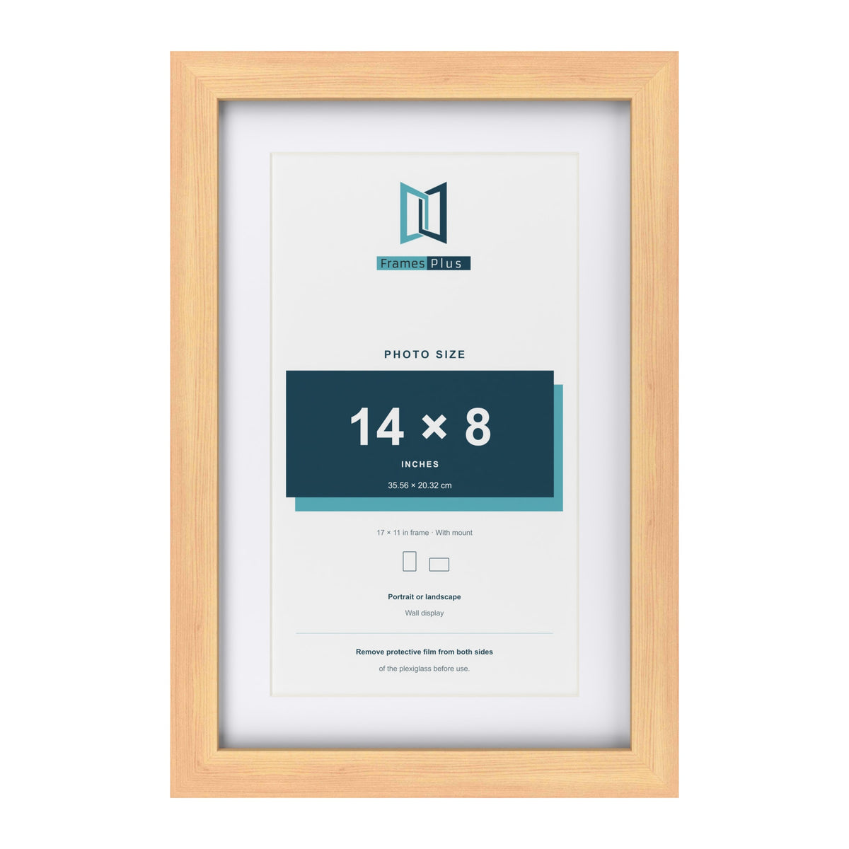 Classic Pine 17 x 11 inch picture frame with a white mount for a 14 x 8 inch photo
