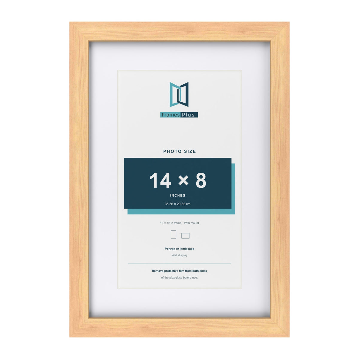 Classic Pine 18 x 12 inch picture frame with a white mount for a 14 x 8 inch photo