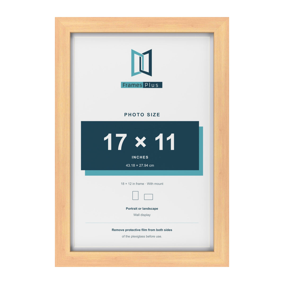 Classic Pine 18 x 12 inch picture frame with a white mount for a 17 x 11 inch photo