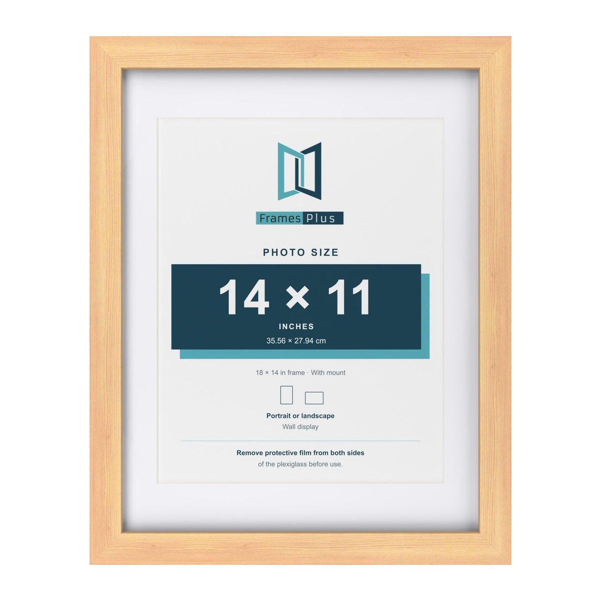 Classic Pine 18 x 14 inch picture frame with a white mount for a 14 x 11 inch photo