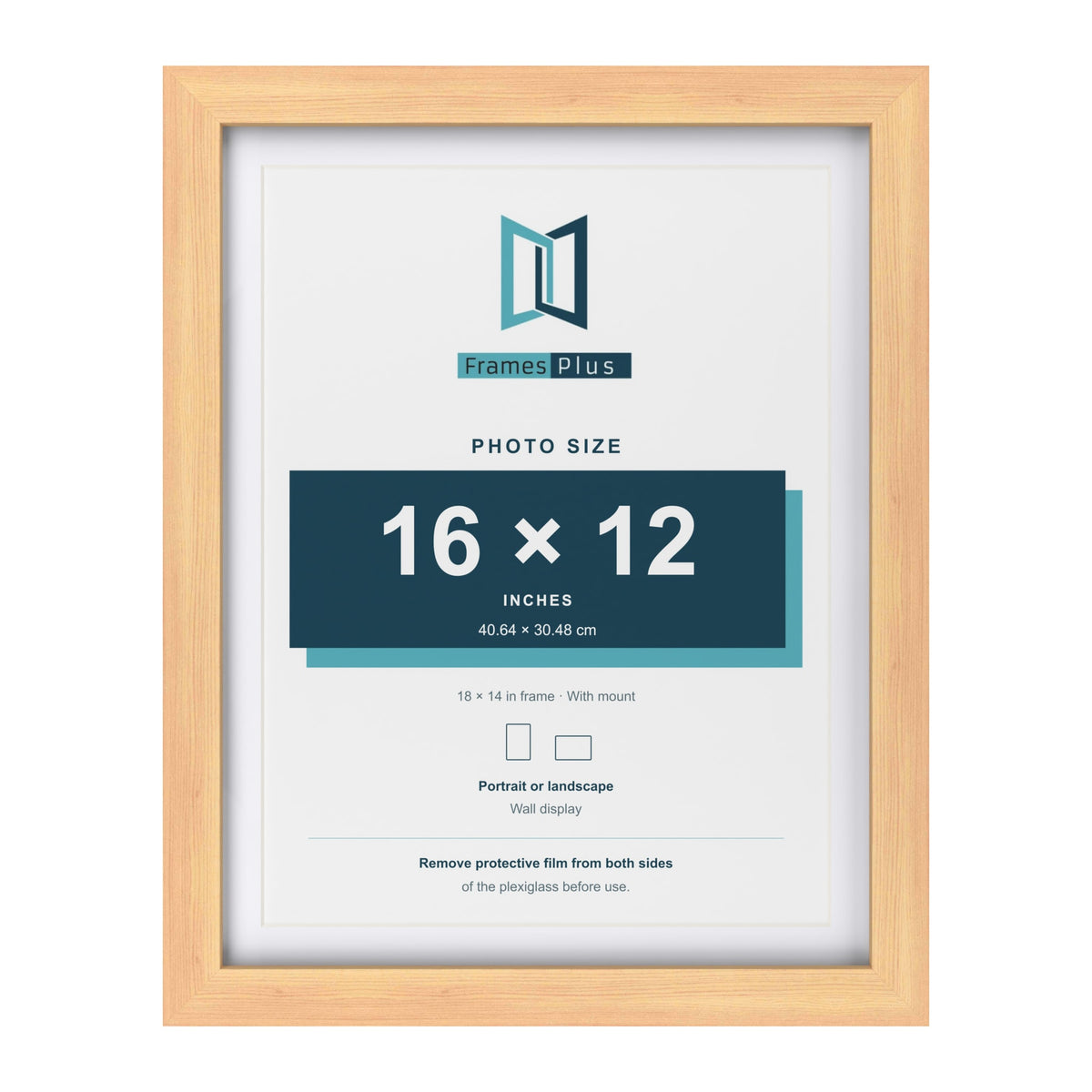 Classic Pine 18 x 14 inch picture frame with a white mount for a 16 x 12 inch photo