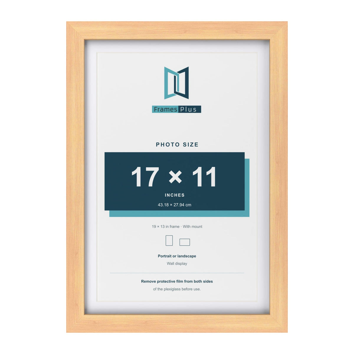 Classic Pine 19 x 13 inch picture frame with a white mount for a 17 x 11 inch photo