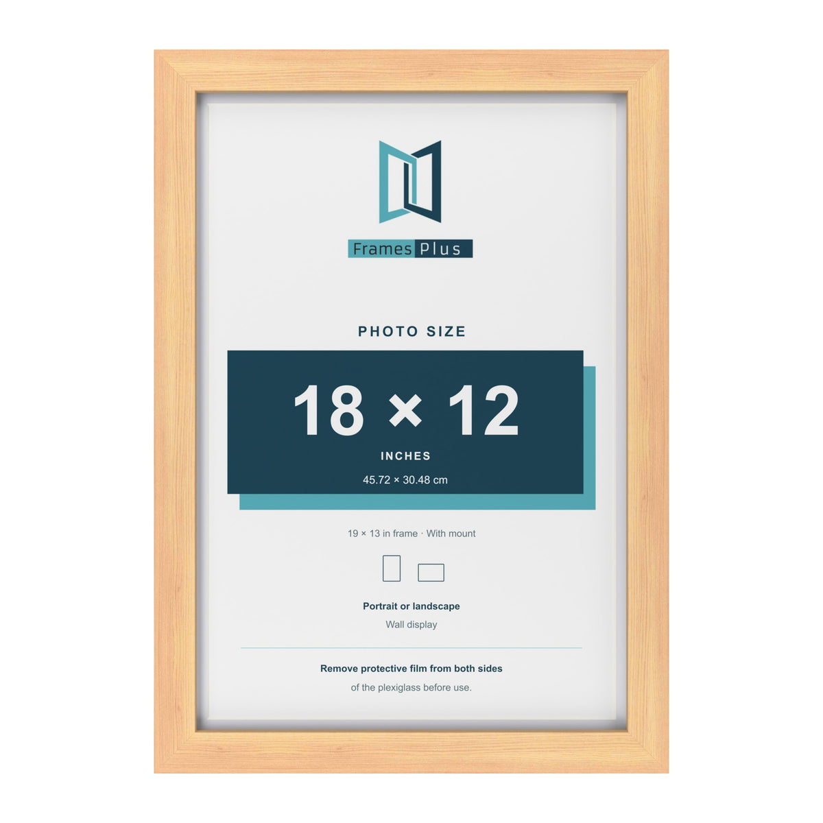 Classic Pine 19 x 13 inch picture frame with a white mount for an 18 x 12 inch photo