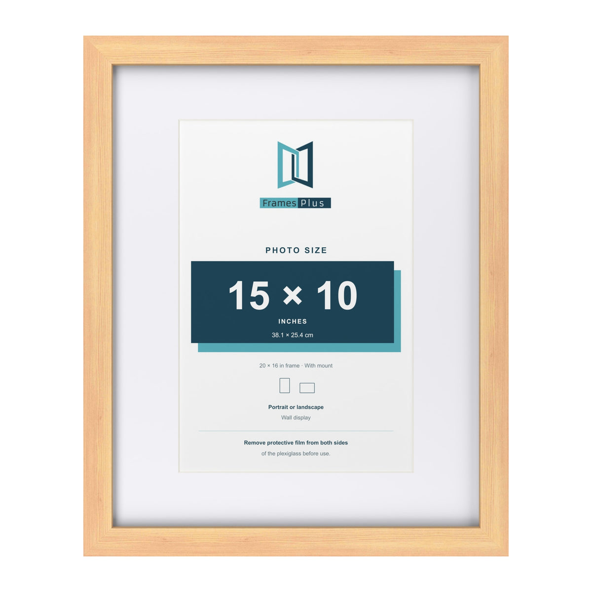 Classic Pine 20 x 16 inch picture frame with a white mount for a 15 x 10 inch photo